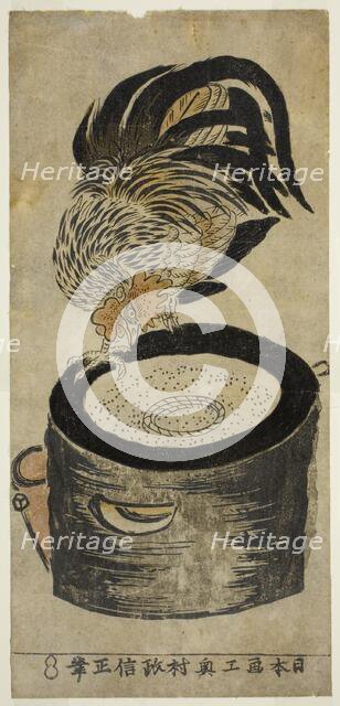 Rooster Perched on Mortar, c. 1720/36. Creator: Okumura Masanobu.