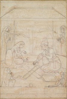 Couple Playing Chaupar on a Terrace, c. 1790-1800. Creator: Unknown.