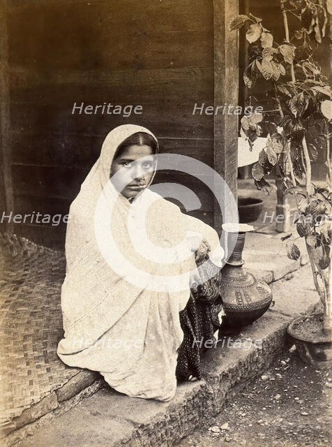 Female patient recovering from bubonic plague, during the outbreak in Karachi, India, 1897. Creator: Unknown.