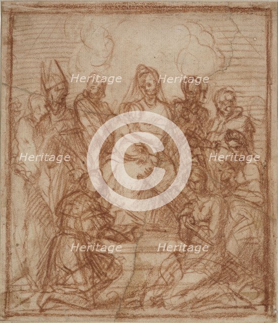 Enthroned Madonna with Child and eight saints (Composition study), 1528. Artist: Andrea del Sarto (1486-1531)