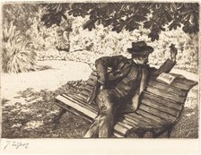 Denoisel Reading in the Garden, 1882. Creator: James Tissot.