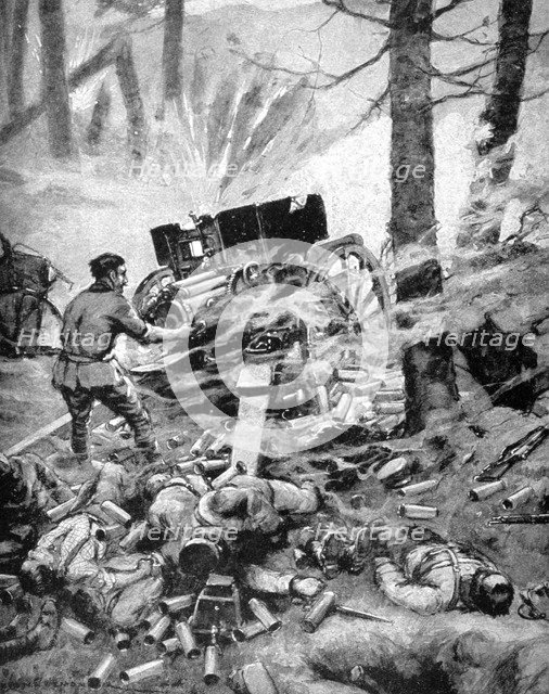 'Heroism of a Italian 75mm Battery', World War I, 1915. Artist: Unknown