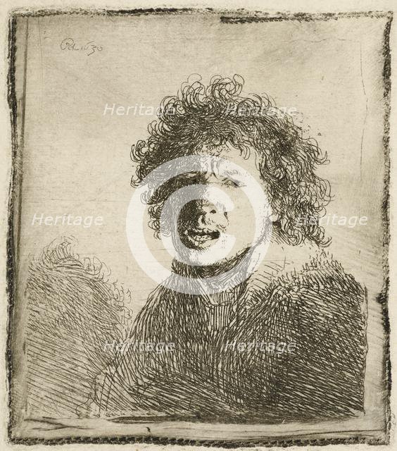 Self-portrait open mouthed, as if shouting: bust, 1630. Creator: Rembrandt Harmensz van Rijn.