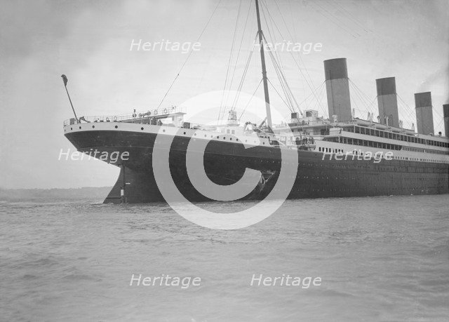 Hole torn in the hull of 'RMS Olympic' after the collision with 'HMS Hawke' in the Solent, 1911. Creator: Kirk & Sons of Cowes.