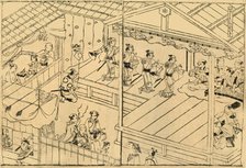 'Kabuki performance in the Shijo river-bed', 1658, (1924). Creator: Hishikawa Moronobu.