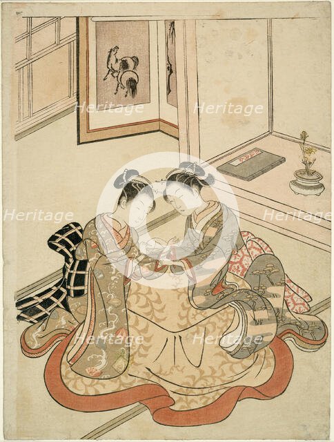 Young Women Playing Cat's Cradle, c. 1767/68. Creator: Suzuki Harunobu.