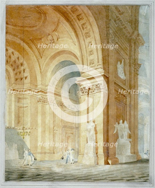 Interior of St Paul's Cathedral, City of London, 1836. Artist: Anon