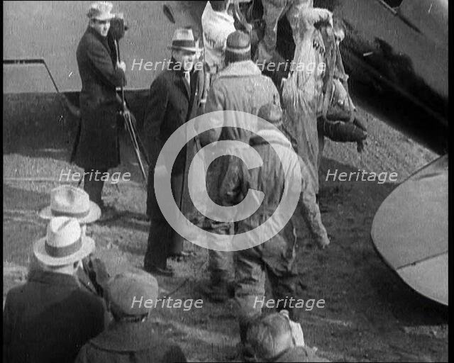American Aviator Charles Augustus Lindbergh and His Wife Anne Morrow Lindbergh Wearing..., 1930s. Creator: British Pathe Ltd.