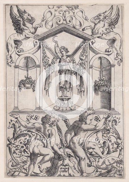 Ornamental Panel, ca. 1514-36. Creator: Agostino Veneziano.