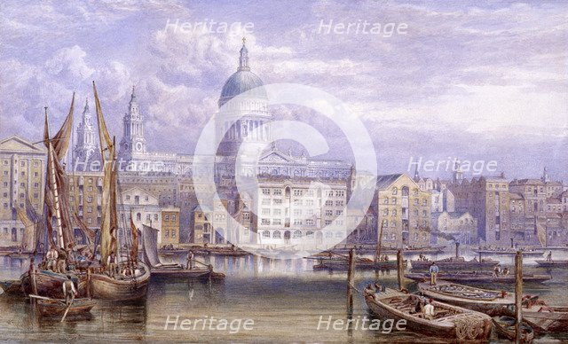 St Paul's from Bankside, London, 1883. Artist: William Richardson