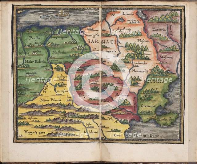 Map of Sarmatia (From: Rudimenta Cosmographica), 1542. Artist: Honterus (Honter), Johannes (1498-1549)