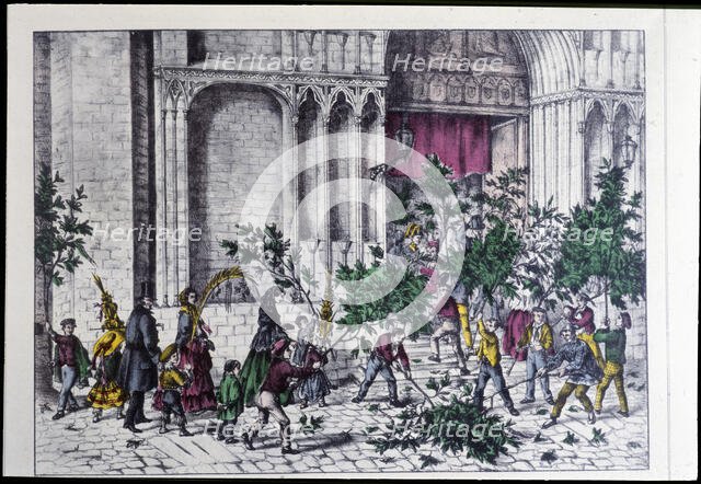 Palm Sunday in Barcelona, 1860. Creator: Puiggari, Ramón (1820-1894).
