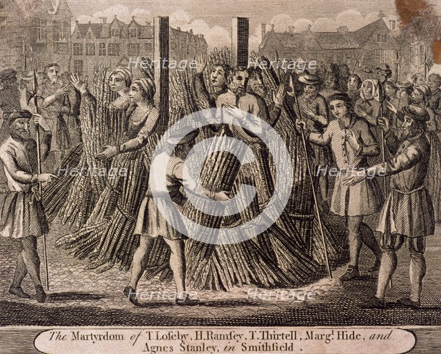 Depiction of the protestant martyrs, West Smithfield, London, c1750. Artist: Anon