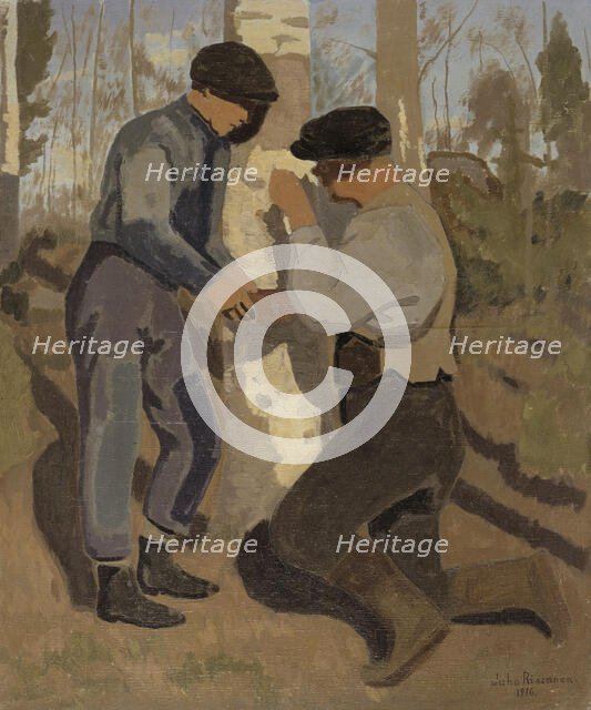 Draining the Sap, 1916. Creator: Juho Rissanen.