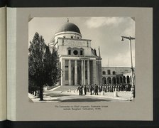 The Commander-in-Chief inspect Sudanese troops outside Benghazi Cathedral, 1944. Creators: Colonial Office, Unknown.