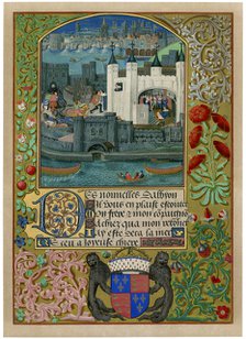 The Tower of London with London Bridge, c1500, (c1901). Artist: Unknown