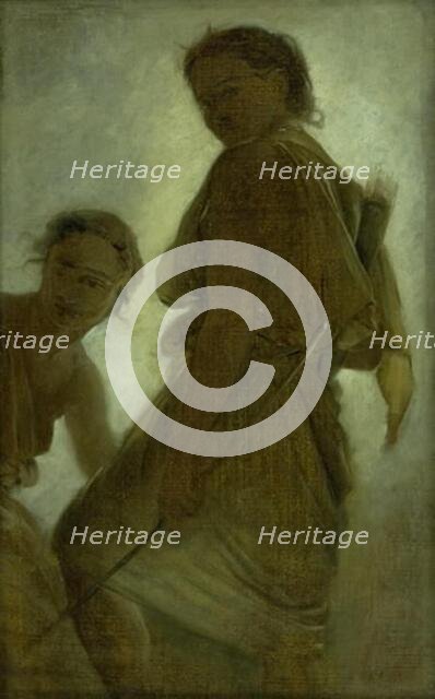 Diana with one of her Nymphs, 1863-1866. Creator: Ludvig Abelin Schou.