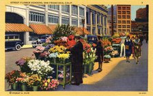 Street flower vendors, San Francisco, California, USA, 1932. Artist: Unknown