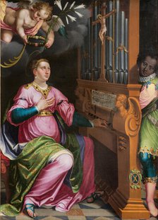Saint Cecilia, crowned by an angel, 1587. Creator: Gnocchi, Giovanni Pietro (around 1553-1609).