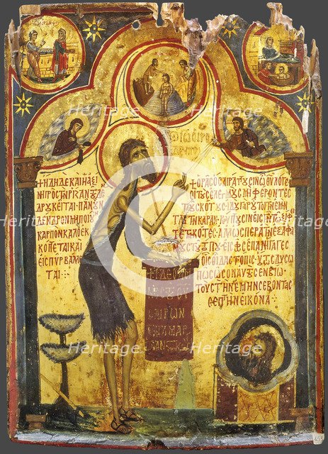 Saint John the Forerunner with scenes from his life, 13th century. Artist: Byzantine icon  