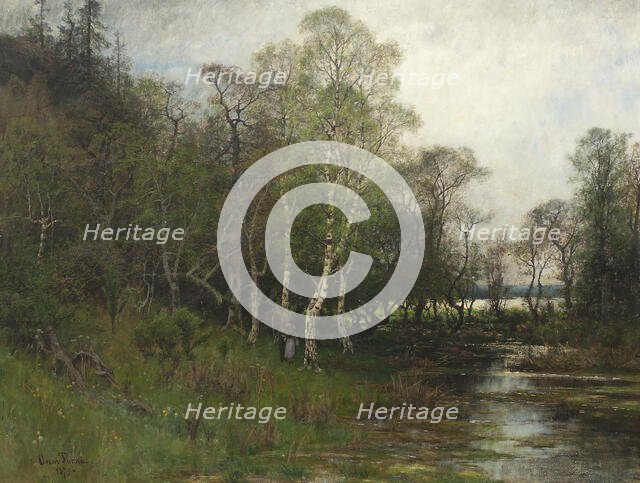 Spring Landscape. Motif from Tullinge in Södermanland, 1879. Creator: Oscar Torna.