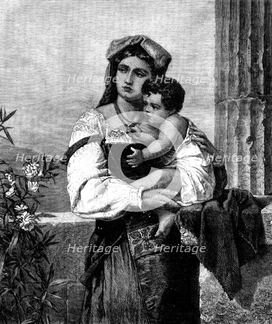 "Italian Mother and Child," by W. Sauchon, 1871. Creator: Robert Loudan.