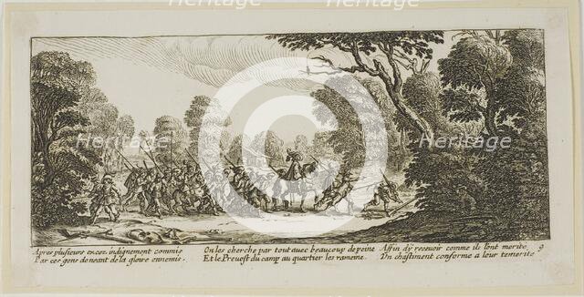 Discovery of the Criminal Soldiers, plate nine from The Large Miseries of War, n.d. Creator: Gerard van Schagen.