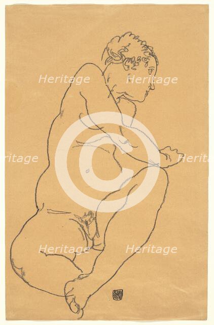 Female Nude Bending to the Left, 1918. Creator: Egon Schiele.