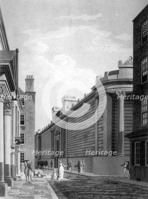 View of the north front of the Bank of England, City of London, 1797. Artist: Thomas Malton II
