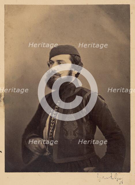Portrait of a Man in Middle Eastern or  North African Clothing, after 1860. Creator: Gustave Le Gray.