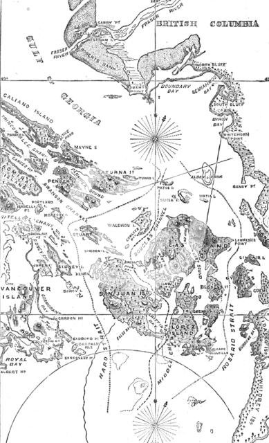 Map of the San Juan Archipelago, with the disputed channel and boundary, 1872. Creator: Unknown.