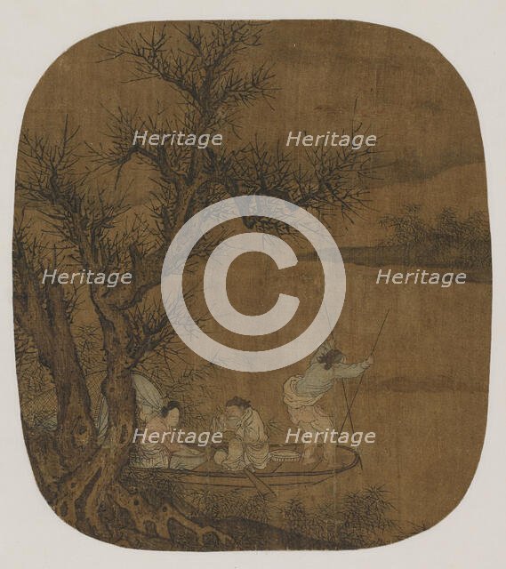 Enjoying a meal on board a boat, Ming dynasty, 16th-17th century. Creator: Unknown.