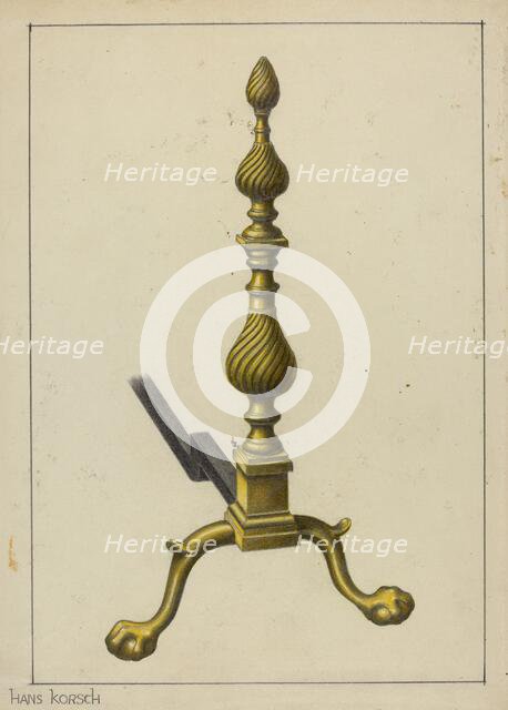 Andiron, c. 1953. Creator: Hans Korsch.