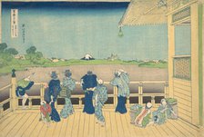 Sazai Hall at the Temple of the Five Hundred Arhats (Gohyaku Rakanji Sazaido), from..., ca. 1830-32. Creator: Hokusai.