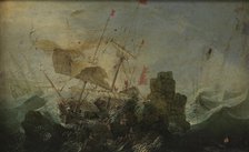 Shipwreck against a Rock, 1600-1700. Creator: Cornelis Claesz van Wieringen.