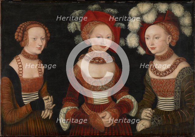 Princesses Sibylle (1515-1592), Emilie (1516-1591) and Sidonie (1518-1575) of Saxony, c.1535. Artist: Cranach, Lucas, the Elder (1472-1553)