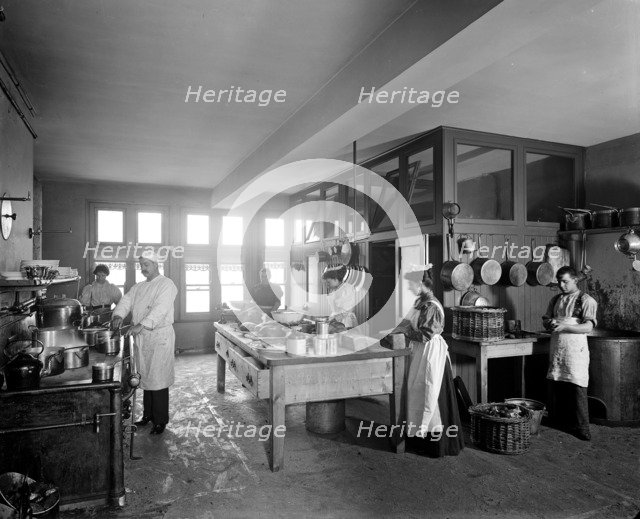 The kitchen at the Tower Bridge Hotel, Southwark, London, 1897. Artist: Bedford Lemere and Company