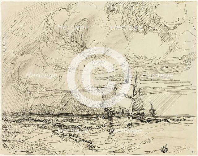 Ships at Sea During Storm, 1830/49.