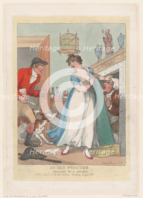 An Old Poacher Caught in a Snare, June 19, 1823., June 19, 1823. Creator: Thomas Rowlandson.