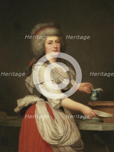 Madame A. Aughié, Friend of Marie Antoinette, as a Dairymaid in the Royal Dairy at..., 1787. Creator: Adolf Ulric Wertmüller.