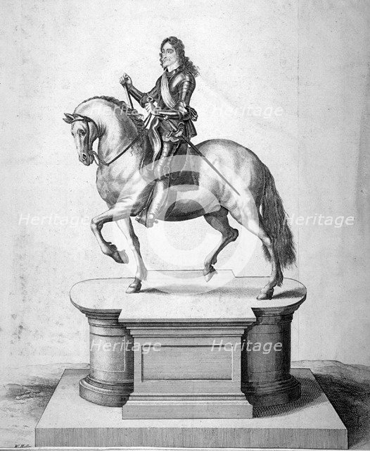 Statue of King Charles I, located at Charing Cross, Westminster, London, c1700. Artist: Anon