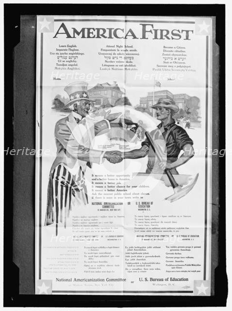 America First poster, between 1911 and 1920. Creator: Harris & Ewing.