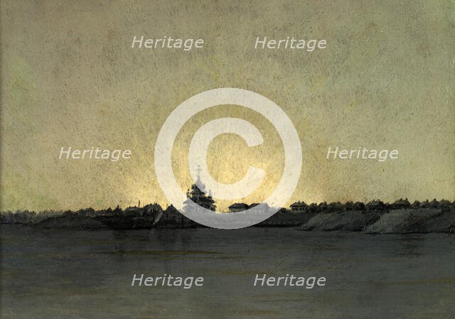 View of the Kolpashev Village. First Ship Pier From Tomsk, 1880-1889. Creator: Pavel Mikhailovich Kosharov.