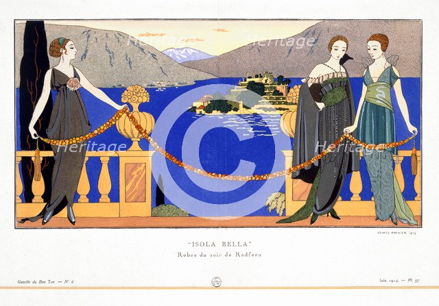 'Isola Bella', evening dresses designed by Redfern, 1914. Artist: Georges Barbier