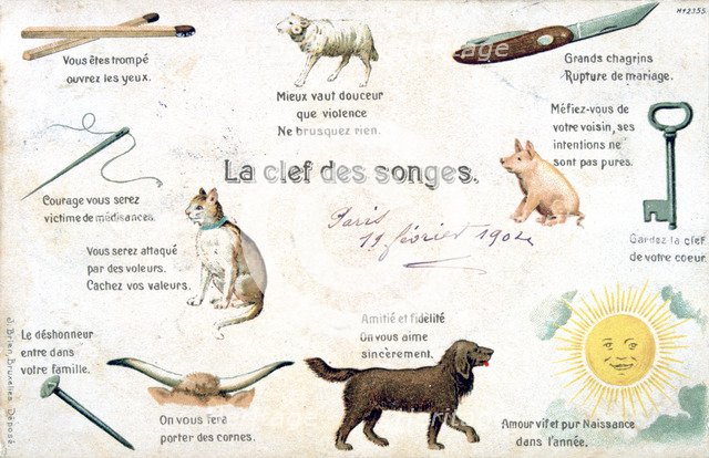 'The key of the dreams', French Postcard, c1900. Artist: Unknown