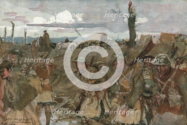 'Six Mois Dans la Somme; Dans les lignes anglaises: Contalmaison (septembre 1916)', 1916. Creator: Charles Hoffbauer.