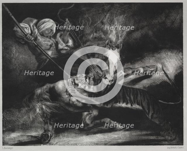 An Attack by a Tiger. Creator: Louis Candide Boulanger (French, 1806-1867).
