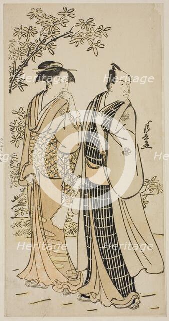 The Actor Ichikawa Monnosuke II and his wife, from an untitled series of prints showing...c. 1783. Creator: Torii Kiyonaga.
