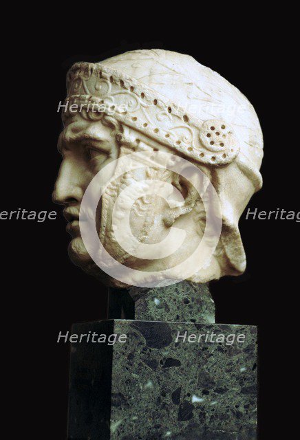 Helmeted head of a Roman soldier, c.1st century. Artist: Unknown