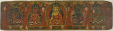 Manuscript Cover with Buddha, Two Bodhisattvas and Two Protective Deities (Lokapalas), c. 1575. Creator: Unknown.